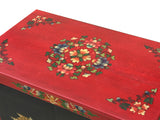 Tibetan Oriental Black Red Tigers Graphic End Table Nightstand ws4627S