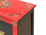 Tibetan Oriental Black Red Tigers Graphic End Table Nightstand ws4626S