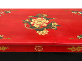 Tibetan Oriental Black Red Foo Dogs Lions End Table Nightstand ws4631S