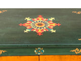 Tibetan Oriental Green Orange Foo Dogs Lions End Table Nightstand ws4632S