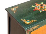 Tibetan Oriental Green Orange Foo Dogs Lions End Table Nightstand ws4632S