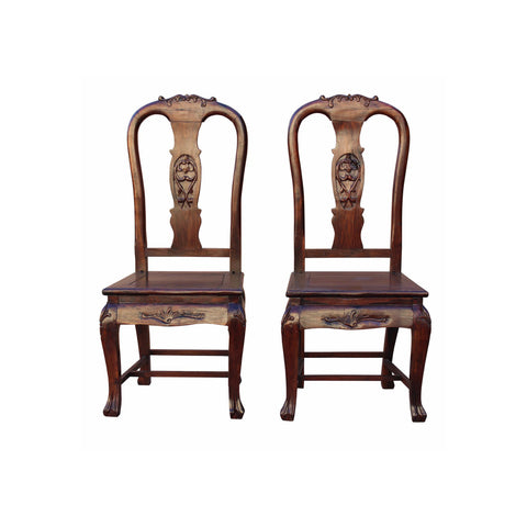 Pair Chinese Old Shanghai Design Solid SuanZhiMu Rosewood Chair wk2601S
