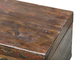 Vintage Distressed Brick Red Brown Flower Vase Oriental Wood Trunk Table ws4633S