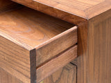 Natural Wood Brown Stain Moon Face 2 Doors End Table Nightstand ws4635S