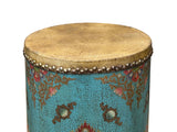Chinese Tibetan Style Drum Shape Turquoise Jewel Tower Floral Side Table ws4671S