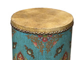 Chinese Tibetan Style Drum Shape Turquoise Jewel Tower Floral Side Table ws4671S
