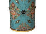 Chinese Tibetan Style Drum Shape Turquoise Jewel Tower Floral Side Table ws4671S