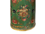 Chinese Tibetan Style Drum Shape Teal Green Jewel Tower Floral Side Table ws4644S