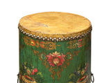 Chinese Tibetan Style Drum Shape Teal Green Jewel Tower Floral Side Table ws4644S