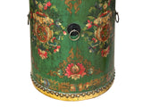Chinese Tibetan Style Drum Shape Teal Green Jewel Tower Floral Side Table ws4644S