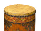 Chinese Tibetan Style Drum Shape Orange Black Jewel Tower Floral Side Table ws4647S
