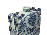Chinese Blue White Porcelain Dragon Scroll Pattern Square Flat Vase ws4648S