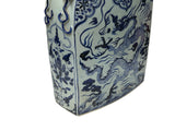 Chinese Blue White Porcelain Dragon Scroll Pattern Square Flat Vase ws4648S