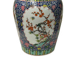 Oriental Famille Rose Blue Flower Birds Graphic Ceramic Art Vase Jar ws4659S