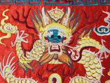 Asian Square Red Golden Dragon Bats Yu Ri Edge Fabric Display Art GB759S