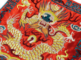 Asian Square Red Golden Dragon Bats Yu Ri Edge Fabric Display Art GB759S