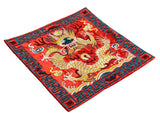 Asian Square Red Golden Dragon Bats Yu Ri Edge Fabric Display Art GB759S