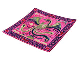 Asian Square Magenta Phoenix Bats Blossom Flower Fabric Display Art GB753S