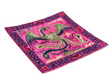 Asian Square Magenta Phoenix Bats Blossom Flower Fabric Display Art GB753S