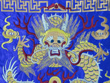 Asian Square Purple Golden Dragon Bats Yu Ri Edge Fabric Display Art GB758S