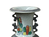 Orient Crackle Gray Warrior Graphic Artistic Pottery Ceramic Vase ws4707S