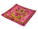 Asian Square Magenta Golden Dragon Bats Blossom Flower Fabric Display Art GB696S