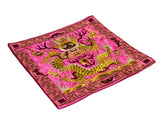 Asian Square Magenta Golden Dragon Bats Blossom Flower Fabric Display Art GB696S