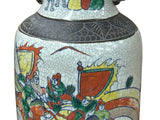 Orient Crackle Gray Warrior Graphic Artistic Pottery Ceramic Vase ws4707S