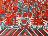 Asian Square Red Golden Kirin Bats Yu Ri Edge Fabric Display Art GB761S