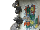 Orient Crackle Gray Warrior Graphic Artistic Pottery Ceramic Vase ws4707S