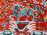 Asian Square Red Golden Kirin Bats Yu Ri Edge Fabric Display Art GB761S