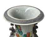 Orient Crackle Gray Warrior Graphic Artistic Pottery Ceramic Vase ws4707S