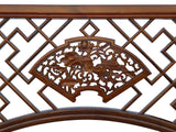 Chinese Brown Flower Ducks Geometric Round Arch Wood Room Divider cs7835S