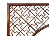 Chinese Brown Flower Ducks Geometric Round Arch Wood Room Divider cs7835S
