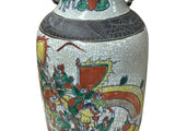 Orient Crackle Gray Warrior Graphic Artistic Pottery Ceramic Vase ws4704S