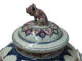 Orient Crackle Blue Red White Floral Graphic Ceramic Jar ws4718S
