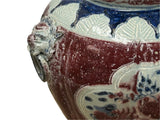 Orient Crackle Blue Red White Floral Graphic Ceramic Jar ws4718S