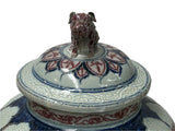Orient Crackle Blue Red White Floral Graphic Ceramic Jar ws4718S