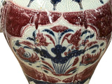 Orient Crackle Blue Red White Floral Graphic Ceramic Jar ws4718S