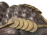 Vintage Chinese Brown Metal Toad Frog Coins FengShui Figures ws4703S
