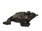 Vintage Chinese Brown Metal Toad Frog Coins FengShui Figures ws4703S
