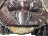 Vintage Chinese Brown Metal Toad Frog Coins FengShui Figures ws4703S