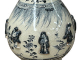 Oriental Cream White Color Blue Eight Immortal Theme Porcelain Vase Art GB134S