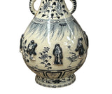 Oriental Cream White Color Blue Eight Immortal Theme Porcelain Vase Art GB134S