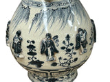 Oriental Cream White Color Blue Eight Immortal Theme Porcelain Vase Art GB134S