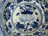 6.5" Handmade Porcelain Charger Plate Blue White Flower Birds Graphic ws4714S