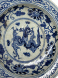 6.5" Handmade Porcelain Charger Plate Blue White Ancient Dragon Graphic ws4716S