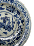 6.5" Handmade Porcelain Charger Plate Blue White Ancient Dragon Graphic ws4716S