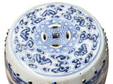 9.5" Chinese Blue White Porcelain Double Dragons Round Shape Stand Display Art GB677S