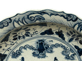 Chinese Blue White People Riding Horse Round Porcelain Display Plate ws4723S